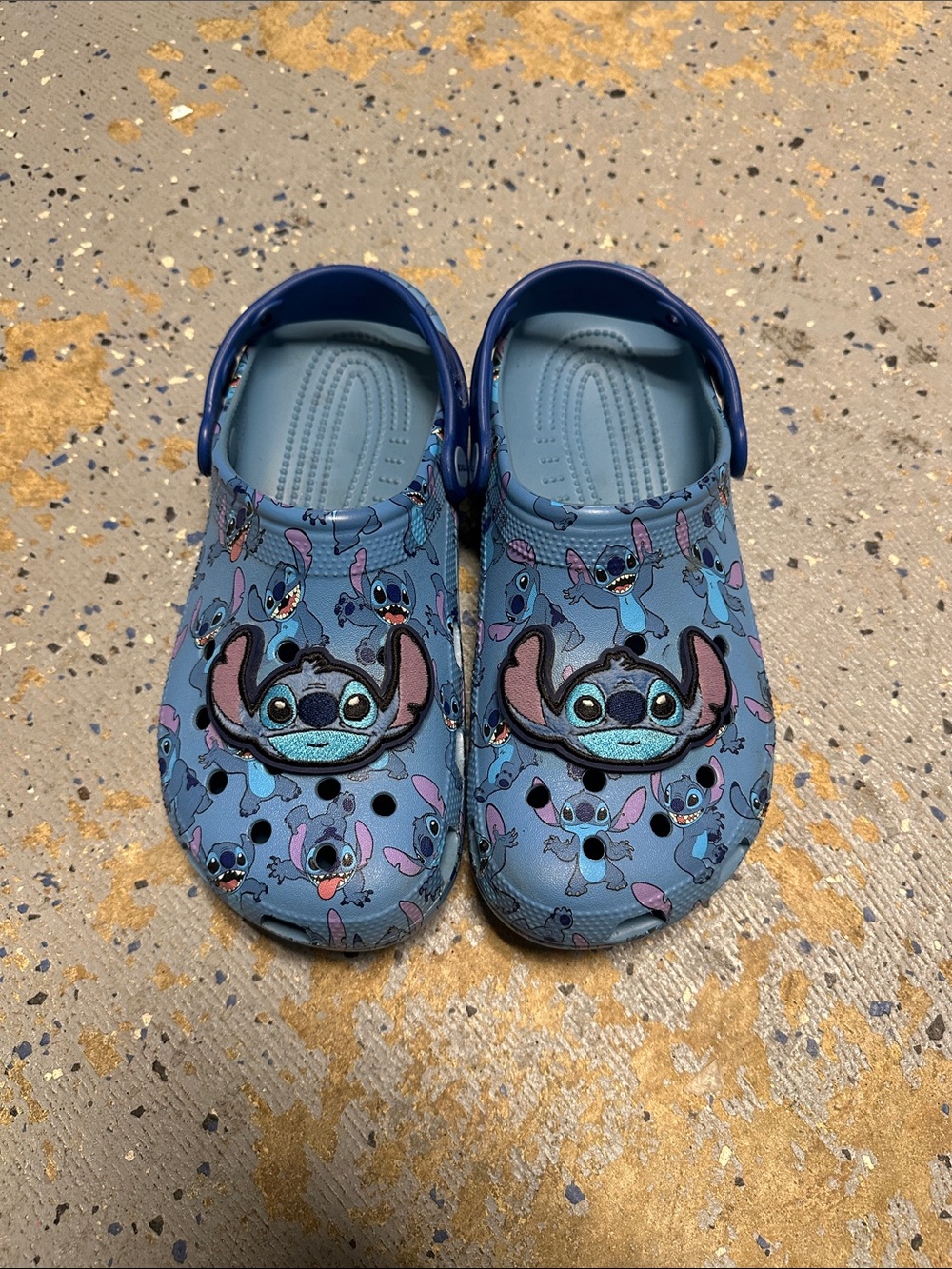 CROCS Blue Stitch Print Clog Sandals